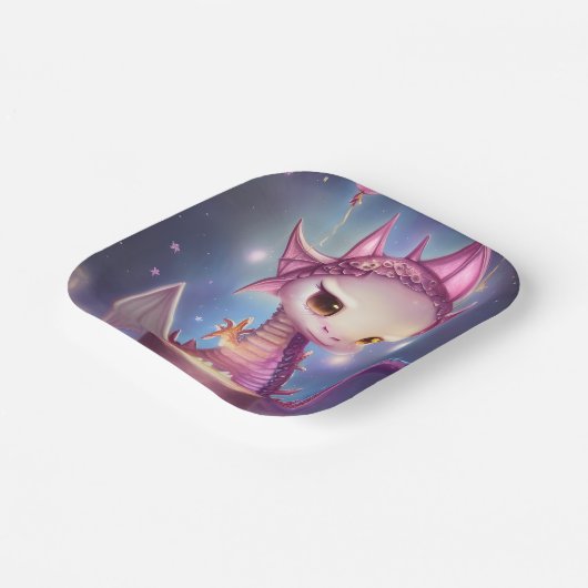 Niedliche Geburtstag Dargon Pappteller (Gewinkelt)