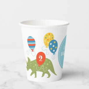 Niedliche Geburtstag Dinosaur Triceratops Individu Pappbecher