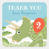 Niedliche Geburtstag Dinosaur Triceratops Individu Quadratischer Aufkleber (Vorderseite)