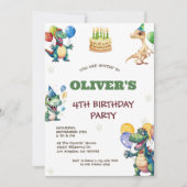 Niedliche Geburtstag Dinosaurier Kindergeburtstag Save The Date (Vorderseite)