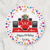 Niedliche Geburtstag Dinosaurier Rennfahrer Roter  Geschenkanhänger (Rückseite)