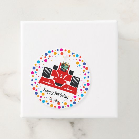 Niedliche Geburtstag Dinosaurier Rennfahrer Roter  Geschenkanhänger (Beispiel)