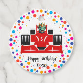 Niedliche Geburtstag Dinosaurier Rennfahrer Roter  Geschenkanhänger (Vorderseite)