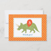 Niedliche Geburtstag Dinosaurier Triceratops Custo Dankeskarte (Vorderseite)