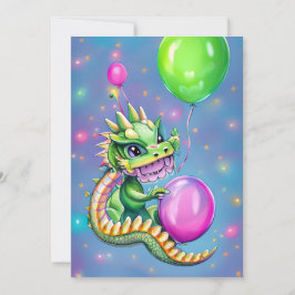 Niedliche Geburtstag Dragon mit Balloons Feiertagskarte