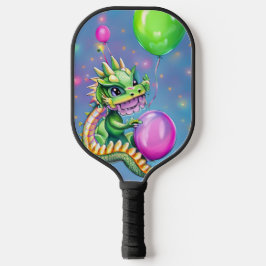 Niedliche Geburtstag Dragon mit Balloons Pickleball Schläger