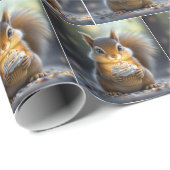 Niedliche Geburtstag-Eichhörnchen Geschenkpapier (Rolleneckpunkt)