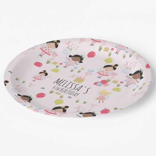 Niedliche Geburtstag Fairy Personalisiert Party Pappteller (Schrägansicht)