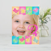 Niedliche Geburtstag Foto Einladung mit lebhaften  (Stehend Vorderseite)