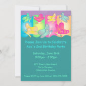 Niedliche Geburtstag Foto Einladung mit lebhaften  (Rückseite)