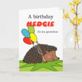 Niedliche Geburtstag für Grandson, Igel, Balloons Karte (Gelbe Blume)