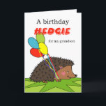 Niedliche Geburtstag für Grandson, Igel, Balloons Karte<br><div class="desc">Ein niedlicher Igel mit Geburtstagsballons steht für eine Geburtstagsfeier bereit. Geburtstagskarte für einen Enkel. Bleibe scharf und pass auf HedgeHUGS auf! Passen Sie das Cover und den Innen-Text so an,  wie Sie möchten,  bevor Sie auschecken. Art,  Bild und Vers Copyright © Shoaff Ballanger Studios.</div>