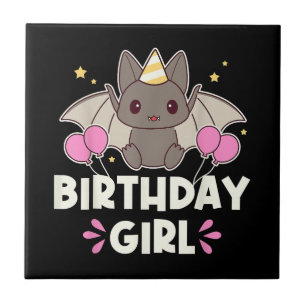 Niedliche Geburtstag Girl Bat Graphic Fliese
