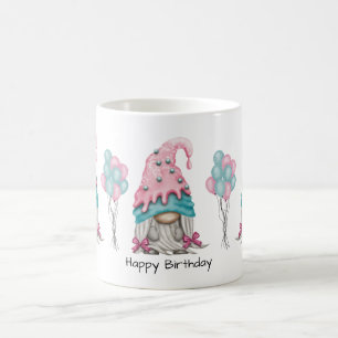Niedliche Geburtstag Girl Gnome Pink Türkis Wasser Kaffeetasse