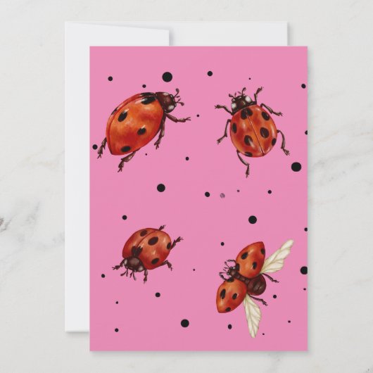 Niedliche Geburtstag Girl Ladybug Einladung (Rückseite)