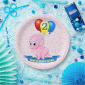 Niedliche Geburtstag Girl Pink Baby Triceratops Di Pappteller (Party)