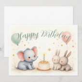 Niedliche Geburtstag Gruß mit Tierfreunden (Vorne/Hinten)