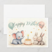Niedliche Geburtstag Gruß mit Tierfreunden (Vorne/Hinten)