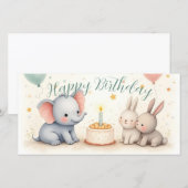 Niedliche Geburtstag Gruß mit Tierfreunden (Vorne/Hinten)