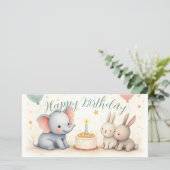Niedliche Geburtstag Gruß mit Tierfreunden (Stehend Vorderseite)
