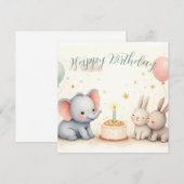 Niedliche Geburtstag Gruß mit Tierfreunden (Vorne/Hinten)