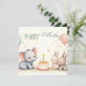 Niedliche Geburtstag Gruß mit Tierfreunden (Stehend Vorderseite)