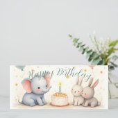 Niedliche Geburtstag Gruß mit Tierfreunden (Stehend Vorderseite)