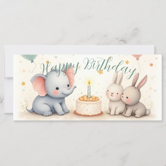 Niedliche Geburtstag Gruß mit Tierfreunden (Vorderseite)
