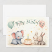 Niedliche Geburtstag Gruß mit Tierfreunden (Vorne/Hinten)