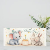 Niedliche Geburtstag Gruß mit Tierfreunden (Stehend Vorderseite)