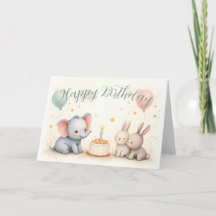 Niedliche Geburtstag Gruß mit Tierfreunden Karte