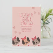 Niedliche Geburtstag Hunde Party Valentine Einladung (Stehend Vorderseite)