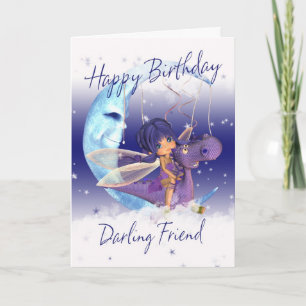 Niedliche Geburtstag-Karte für Freunde, lila Drach Karte
