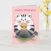 Niedliche Geburtstag-Karte "Hamburger Cat" Karte (Gelbe Blume)