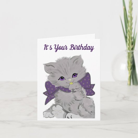 Niedliche Geburtstag Kitten Grußkarte Karte (Vorderseite)
