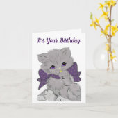 Niedliche Geburtstag Kitten Grußkarte Karte (Gelbe Blume)