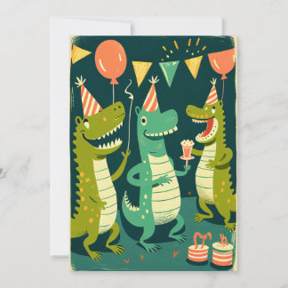 Niedliche Geburtstag Krokodile Flachbildschirm-Gru Karte