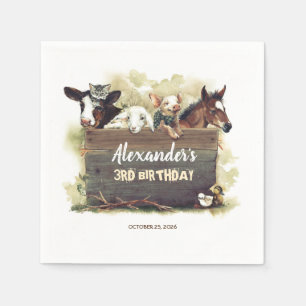 Niedliche Geburtstag landwirtschaftlicher Nutztier Serviette
