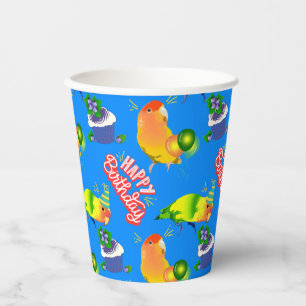 Niedliche Geburtstag Lovebirds Party Parrot Birb H Pappbecher