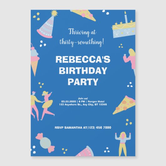 Niedliche Geburtstag Magneteinladung (Vorderseite)