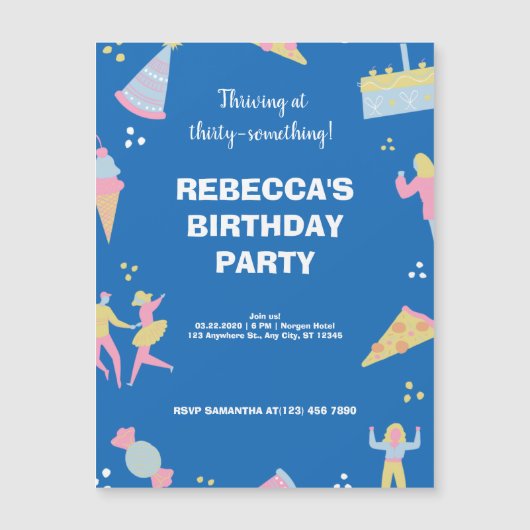 Niedliche Geburtstag Magneteinladung (Vorderseite)