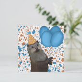 Niedliche Geburtstag mit blauen Balloons (Stehend Vorderseite)