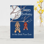 Niedliche Geburtstag mit Fledermäusen geklappte Gr Karte (Gelbe Blume)