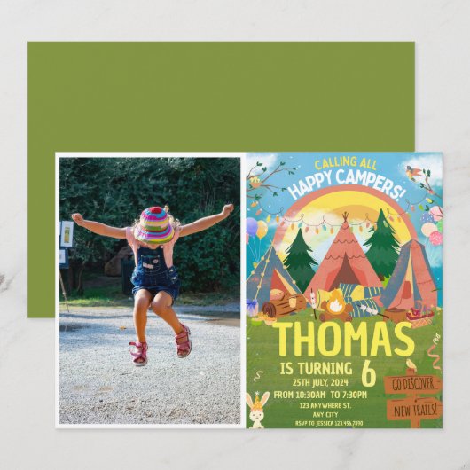 Niedliche Geburtstag moderne Kinder Einladung (Vorne/Hinten)