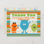 Niedliche Geburtstag Monster Vielen Dank Postkarte (Vorne/Hinten)