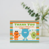 Niedliche Geburtstag Monster Vielen Dank Postkarte (Stehend Vorderseite)