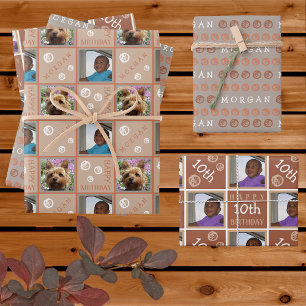 Niedliche Geburtstag neutralisiert 3-Foto-Age-Name Geschenkpapier Set