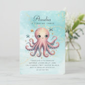 Niedliche Geburtstag Octopus Einladung (Stehend Vorderseite)