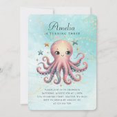 Niedliche Geburtstag Octopus Einladung (Vorderseite)