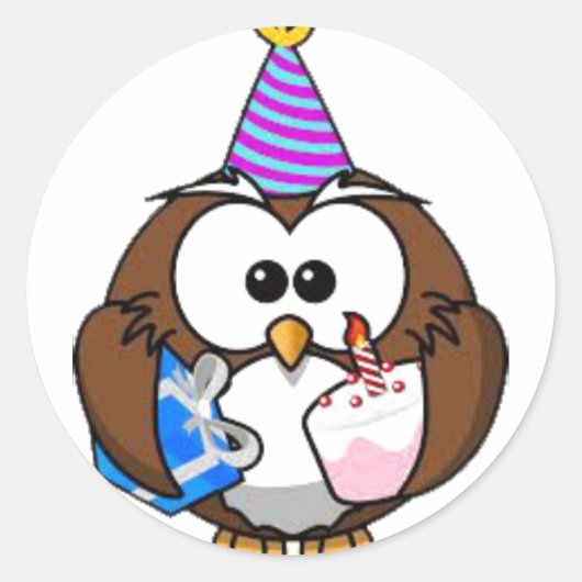 Niedliche Geburtstag Owl Birthday Stickers (Vorderseite)